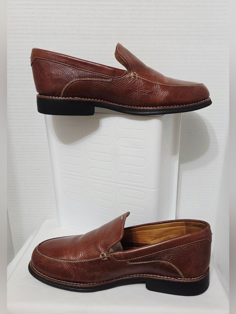 Martin Dingman Men’s Brown Pebble Leather Venetian Loafers 530147 Sz 8.5M